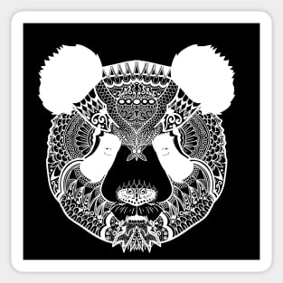 Fiery Fierce Panda Scary Mandala Black and White Brave Warrior Sticker